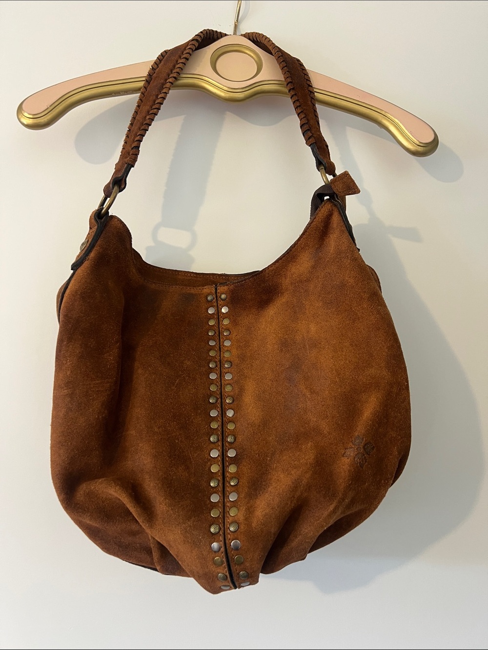 New Patricia Nash Suede Stud-Trim Hobo Bag in Chestnut Brown. Beautiful!!